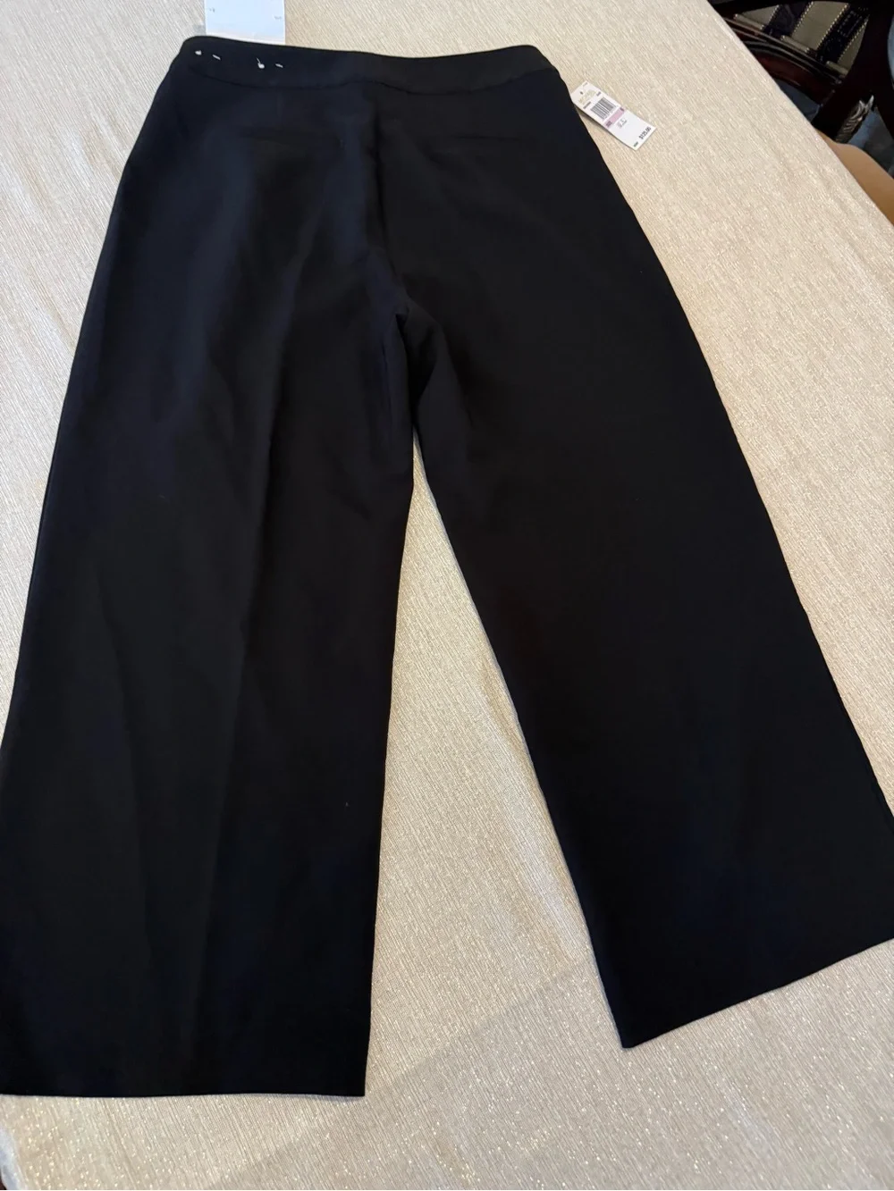 Michael Kors Black Wide-Leg Trousers with Gold Buttons